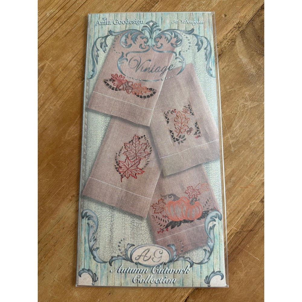 Anita Goodesign Autumn Cutwork Embroidery CD 56 Designs Fall Pumpkin Leaves